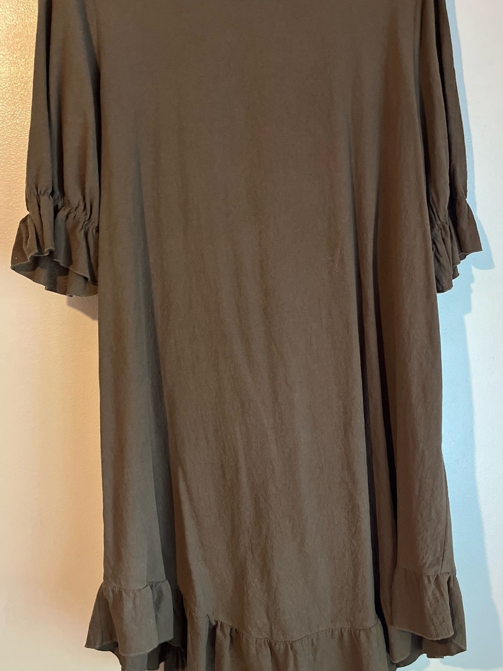 SHEIN Brown Ruffle-Hem Tunic Top